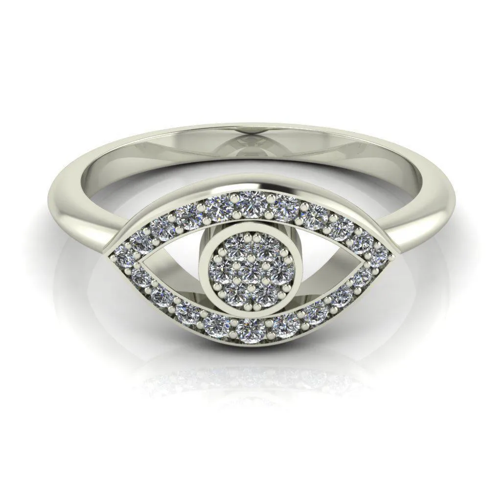 Anastasia Natural Round Brilliant Pave Diamond Eye Custom Ring