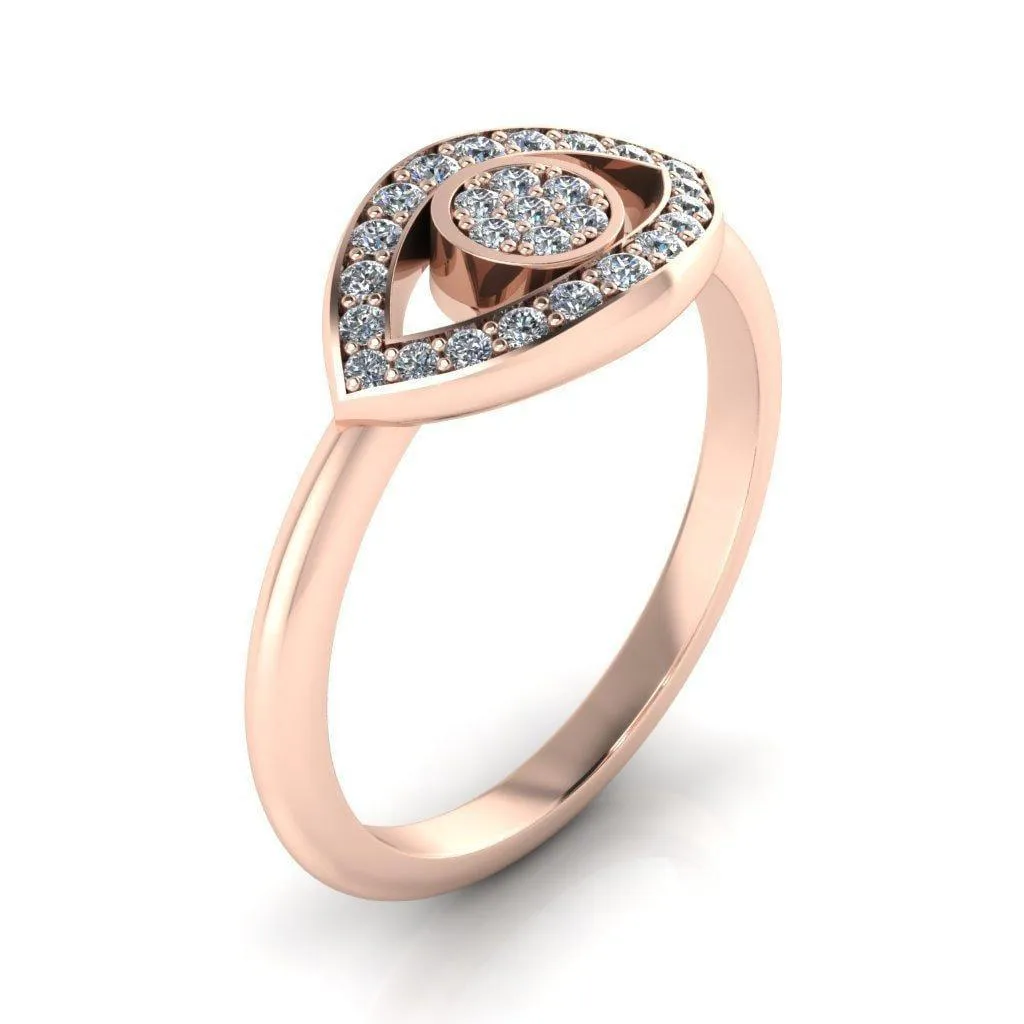Anastasia Natural Round Brilliant Pave Diamond Eye Custom Ring