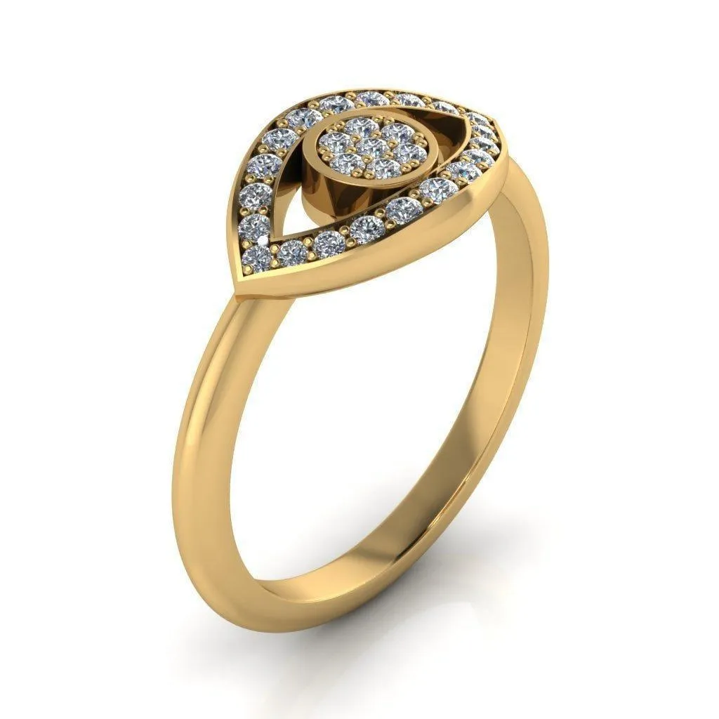 Anastasia Natural Round Brilliant Pave Diamond Eye Custom Ring