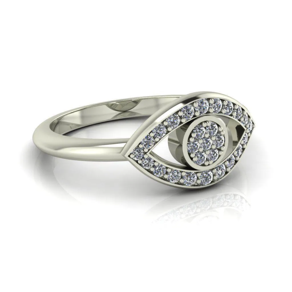 Anastasia Natural Round Brilliant Pave Diamond Eye Custom Ring