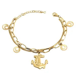 Anchor Charm Chain Bracelet – 18K Gold