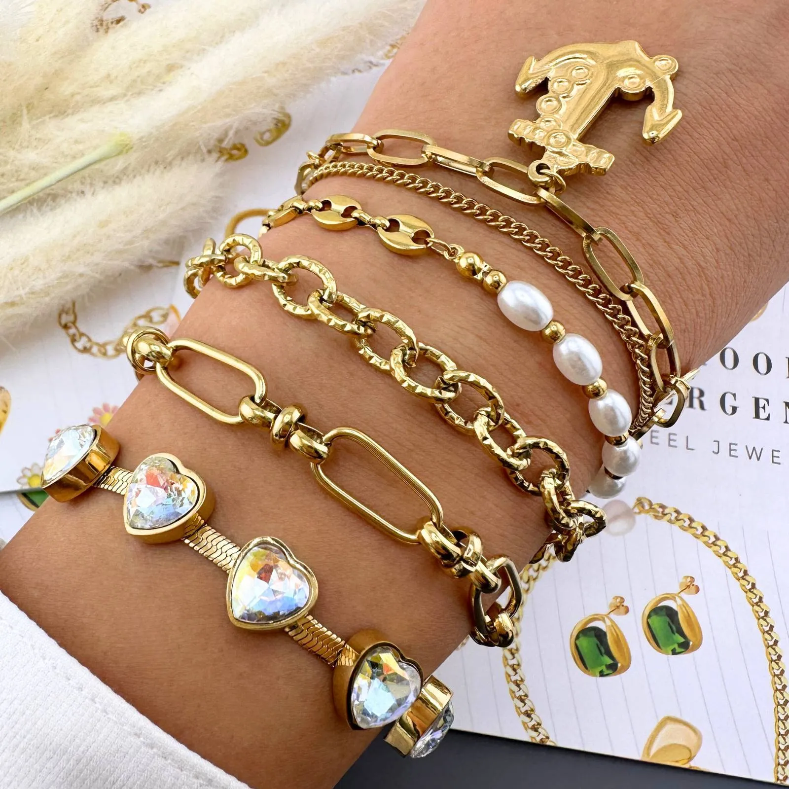Anchor Charm Chain Bracelet – 18K Gold