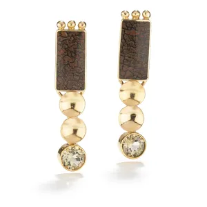 Andalusite & Dinosaur Bone Earrings