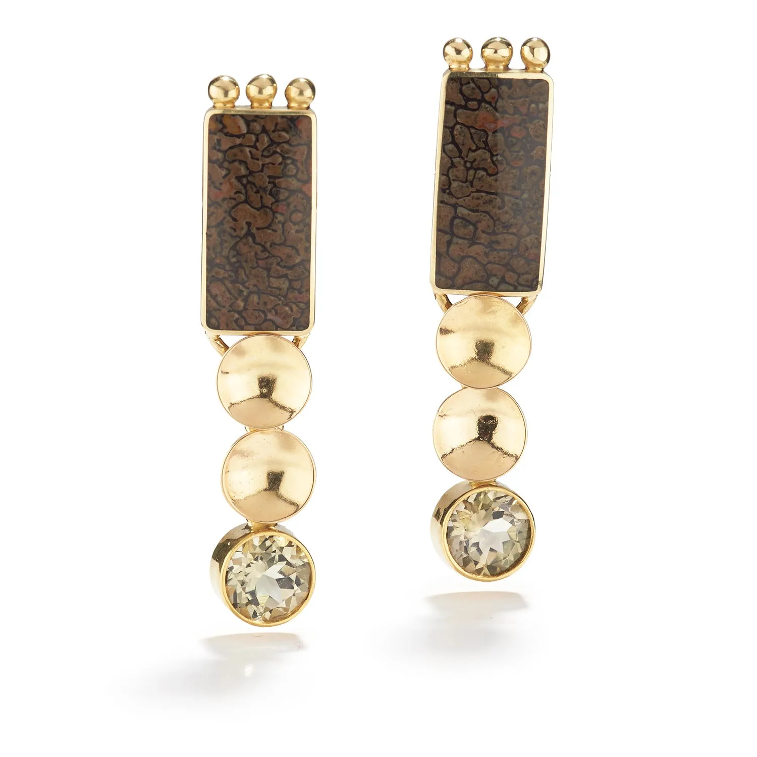 Andalusite & Dinosaur Bone Earrings