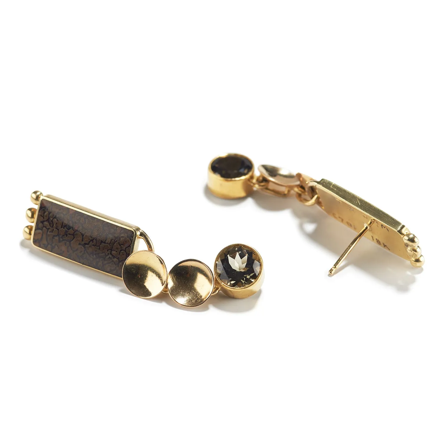 Andalusite & Dinosaur Bone Earrings