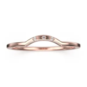 Anniversary Gift 10K/14K/18K Solid Gold Curved Wedding Band With Round Cut Moissanite Diamond