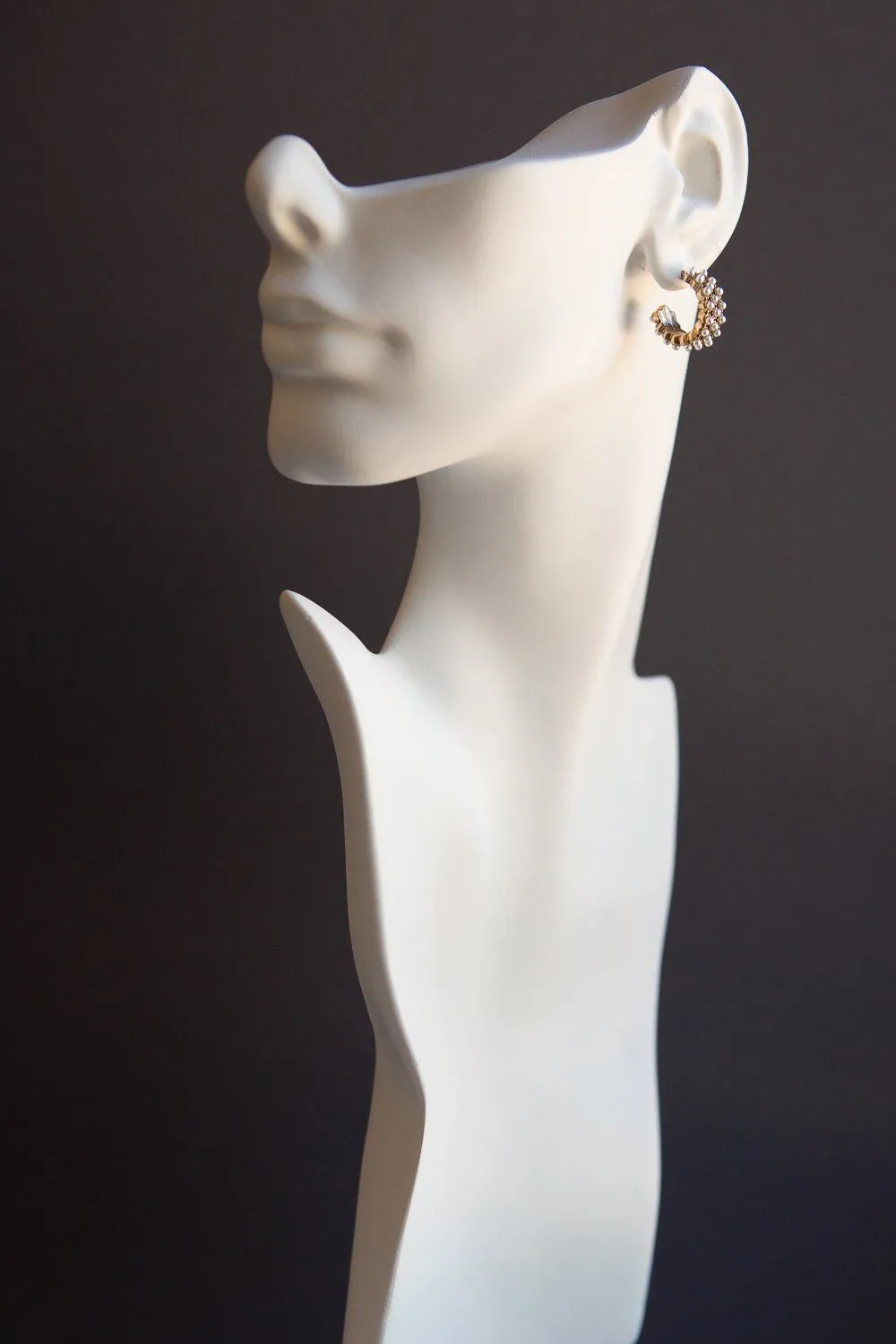 Antique Gold Hoops with Pearl Accents