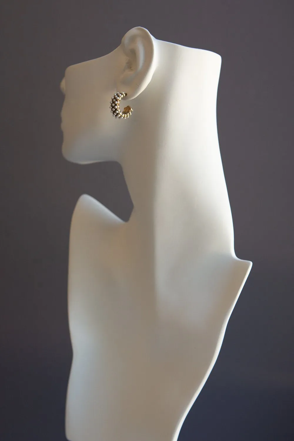 Antique Gold Hoops with Pearl Accents
