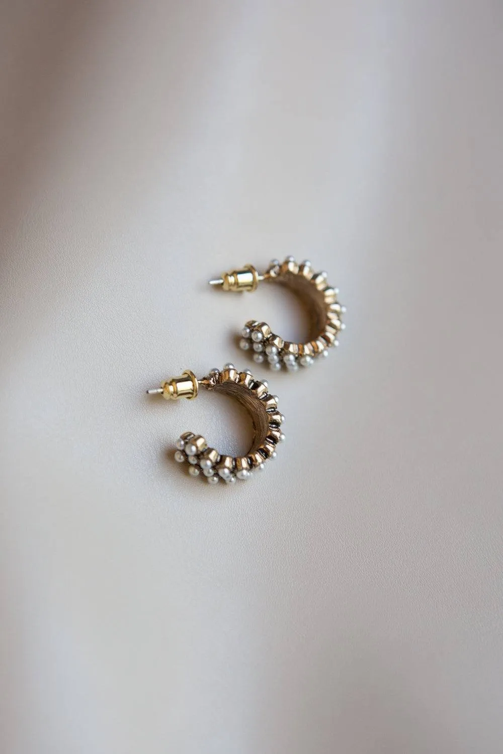 Antique Gold Hoops with Pearl Accents