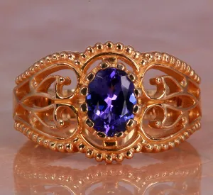 Antique Style Tanzanite Ring Set With an Oval Tanzanite