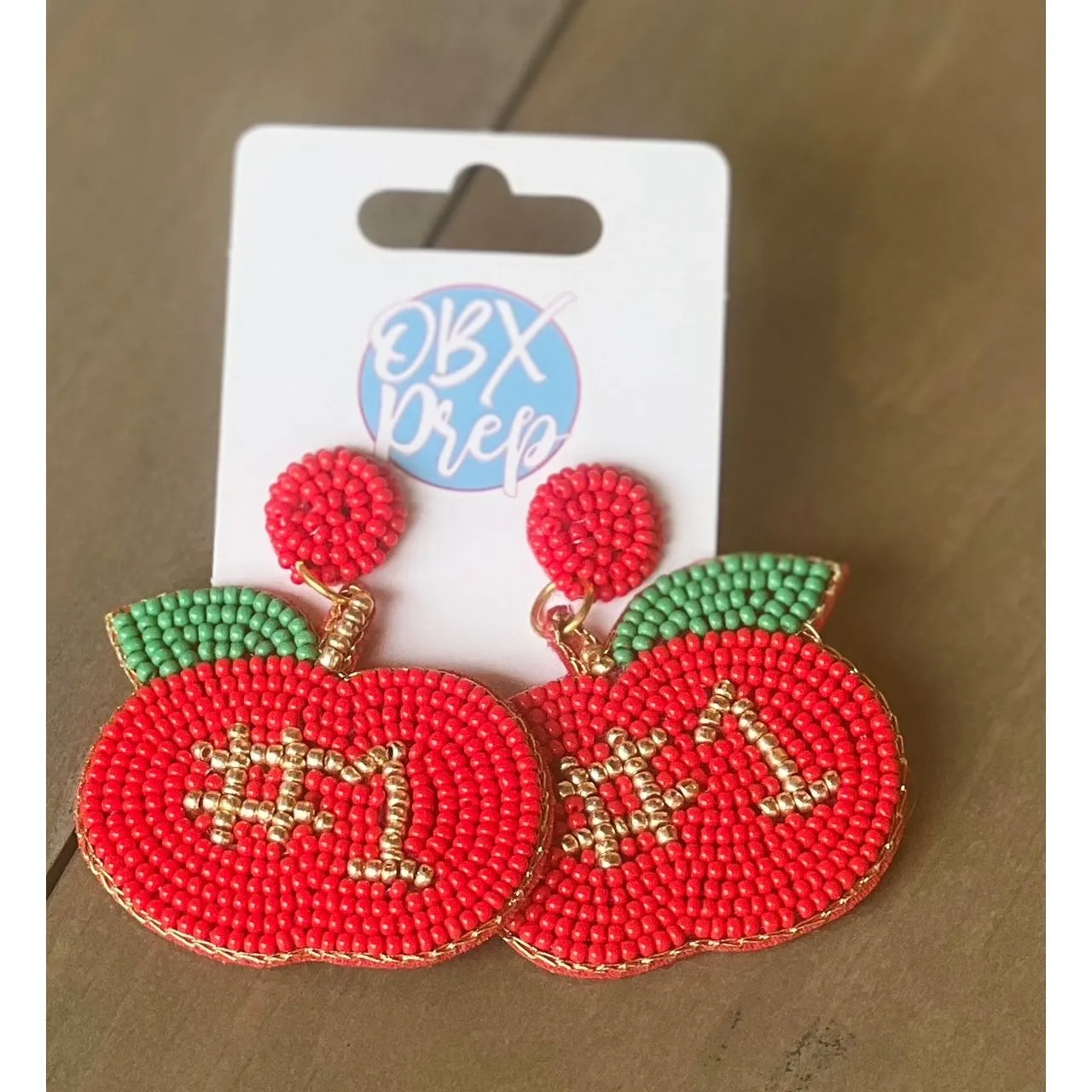 Apple #1 Seed Beaded Drop Earrings