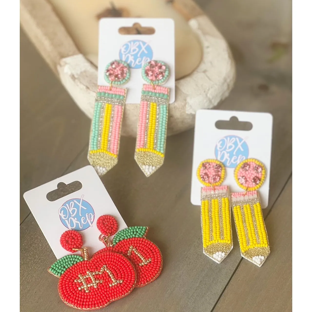 Apple #1 Seed Beaded Drop Earrings