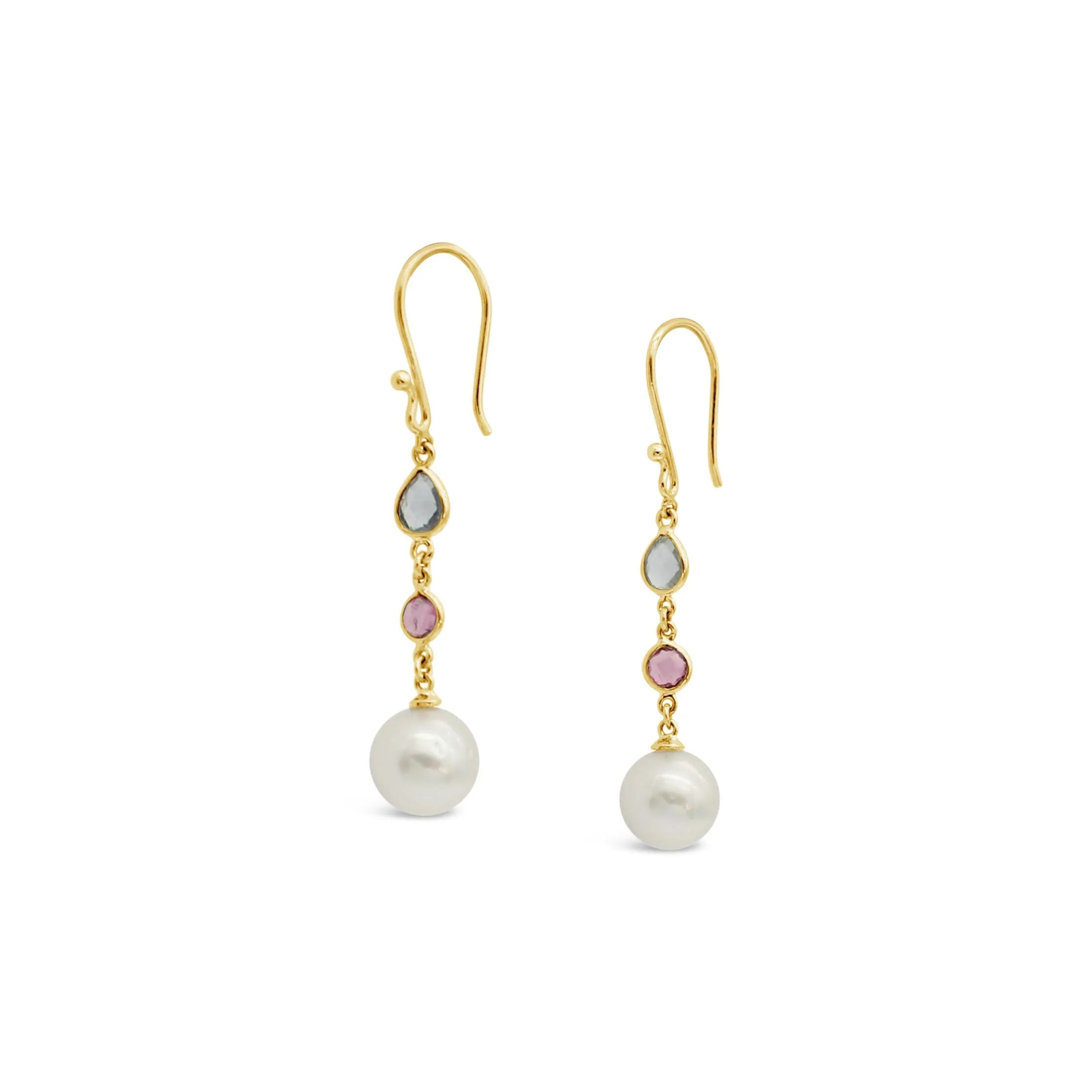 Aqua Rosa Earrings in Gold with South Sea Pearls