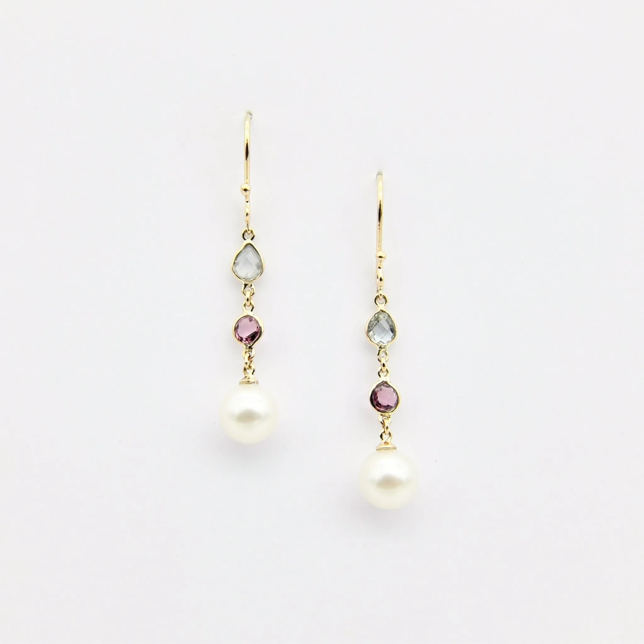 Aqua Rosa Earrings in Gold with South Sea Pearls