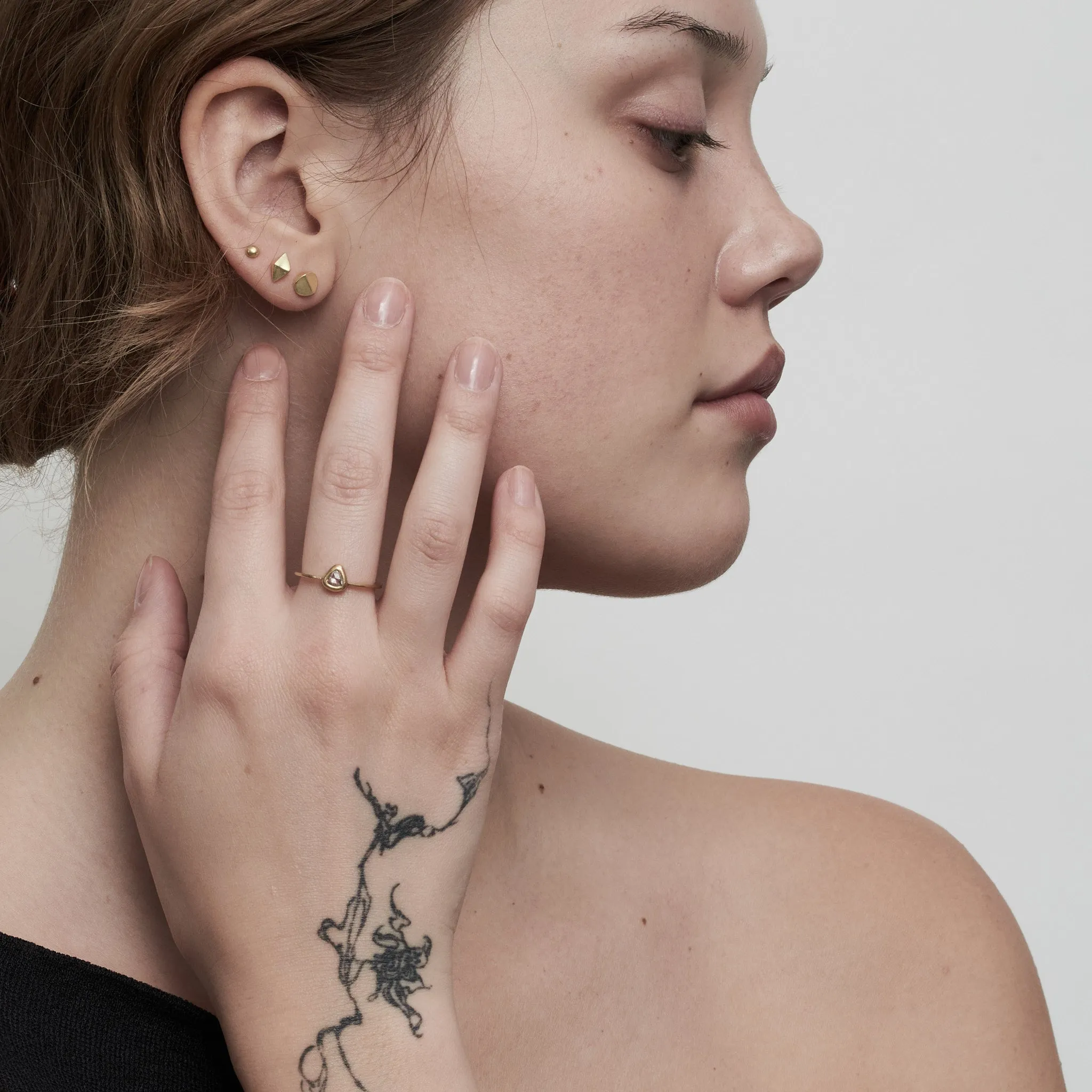 Arcadia with Rose Cut Diamond, Small, 19k Gold