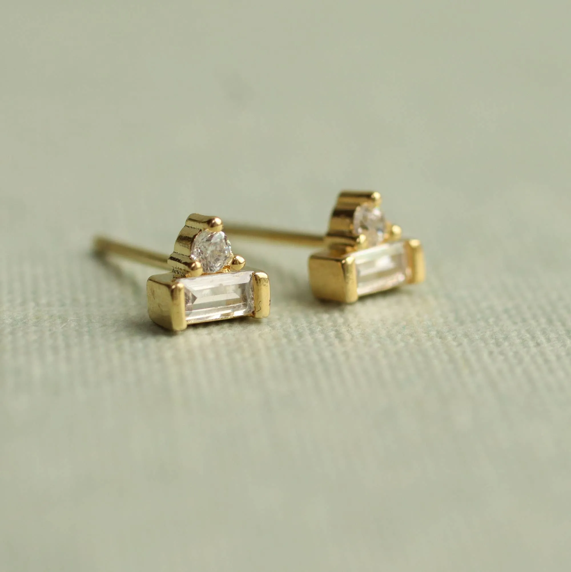 Art Deco Crystal Stud Earrings:   Glass & Cork Cloche