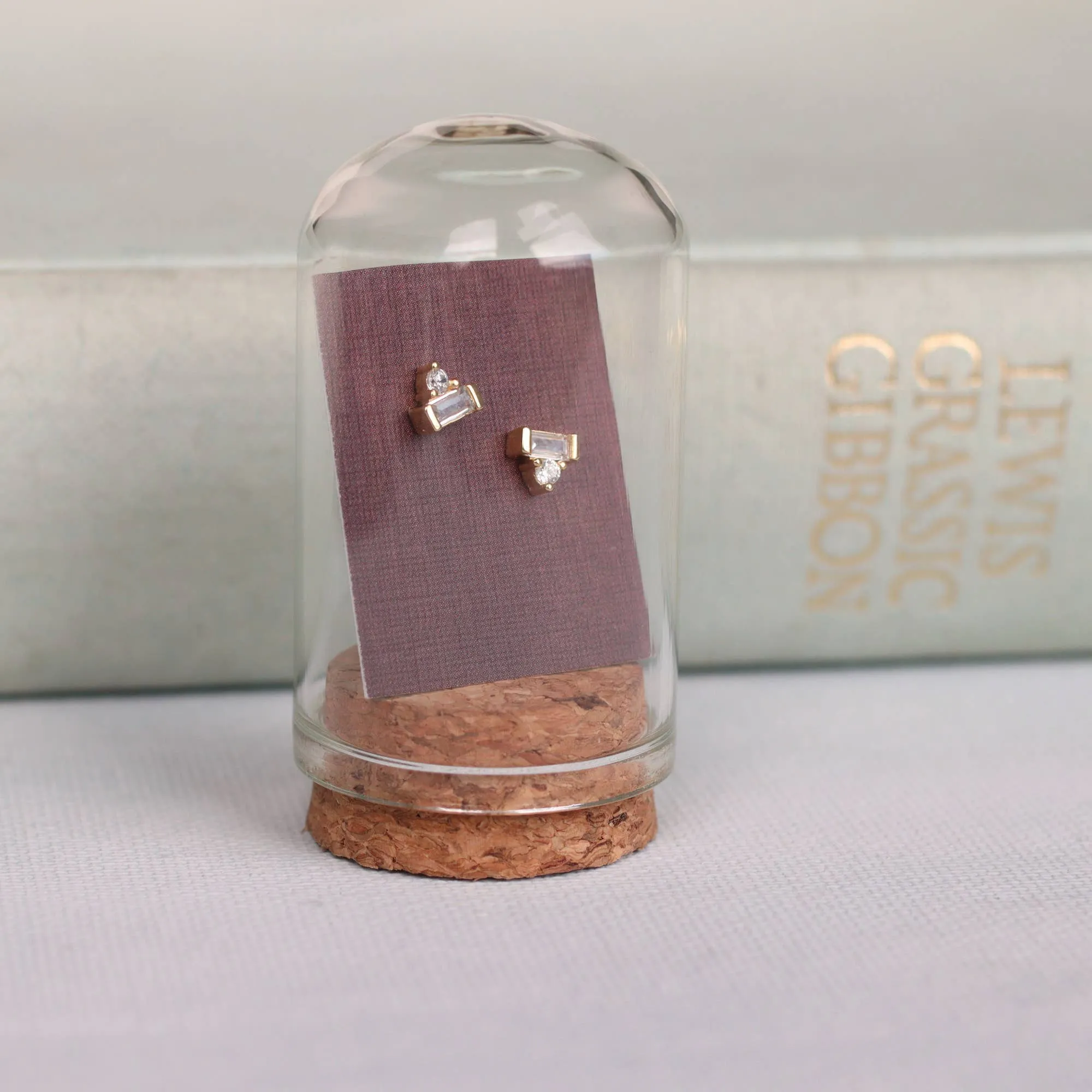 Art Deco Crystal Stud Earrings:   Glass & Cork Cloche