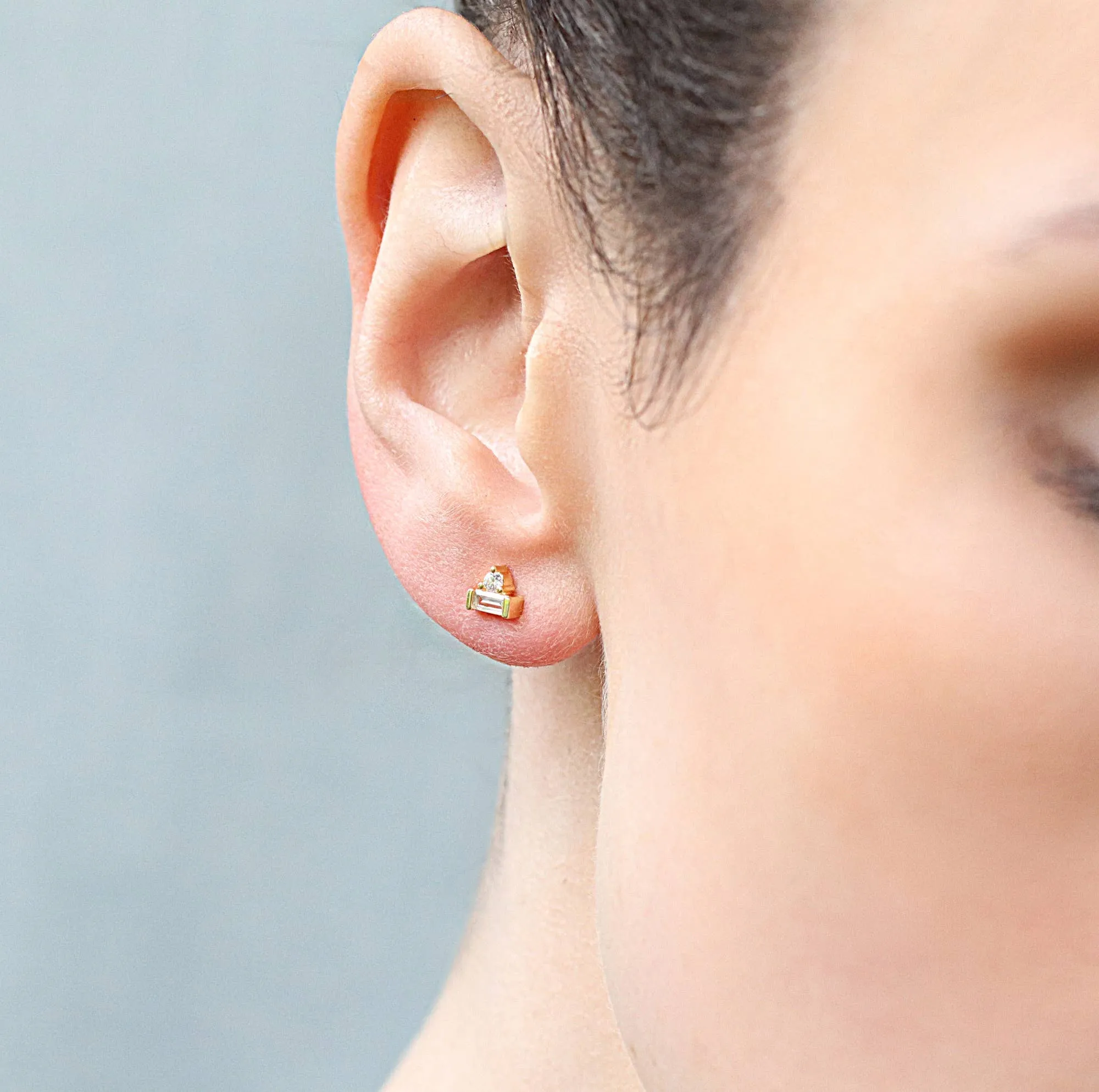 Art Deco Crystal Stud Earrings:   Glass & Cork Cloche