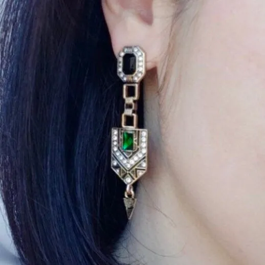 Art Deco Emerald Gold Jewelry Set