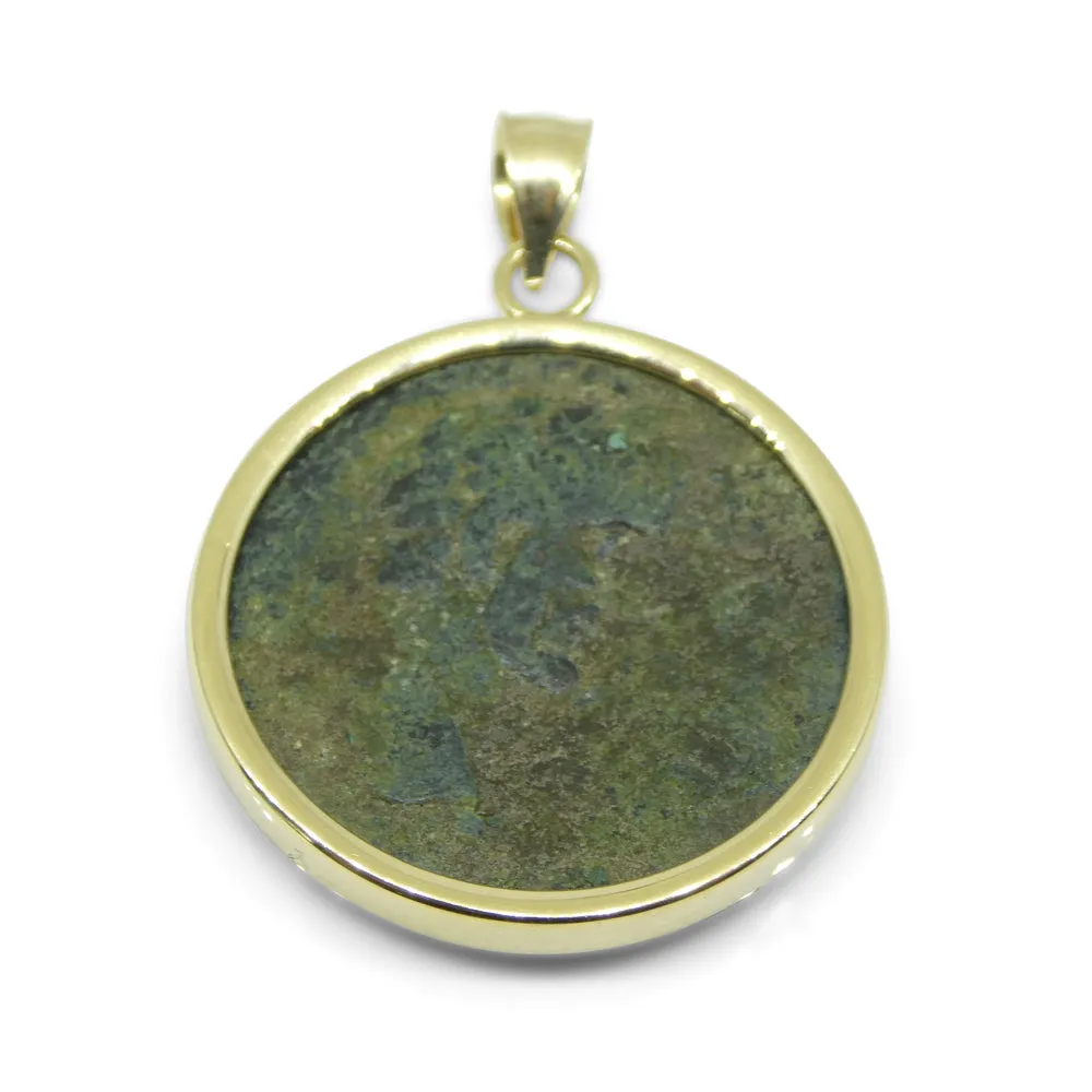 Authentic Ancient Marcus Aurelius Coin Pendant in 14K Yellow Gold