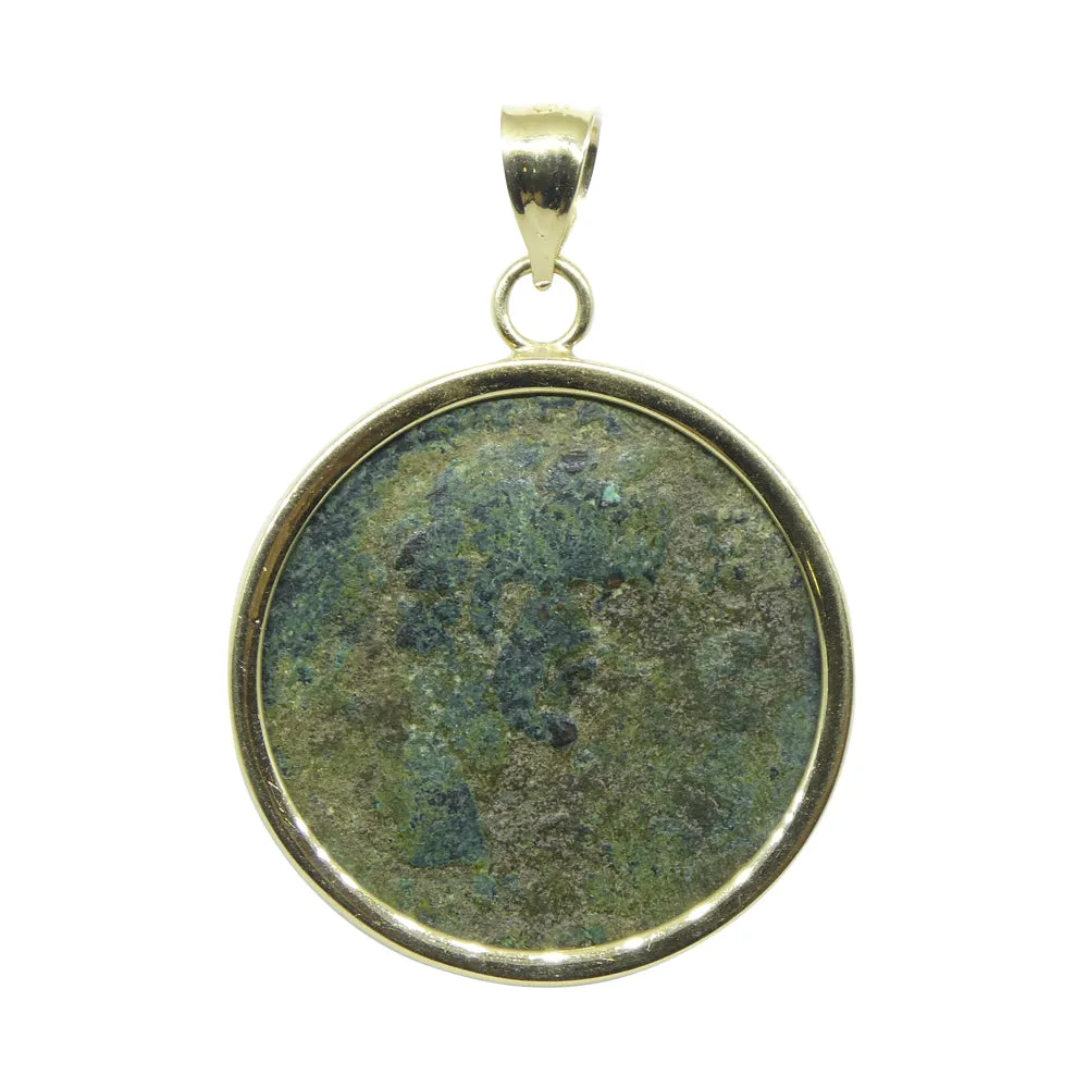 Authentic Ancient Marcus Aurelius Coin Pendant in 14K Yellow Gold