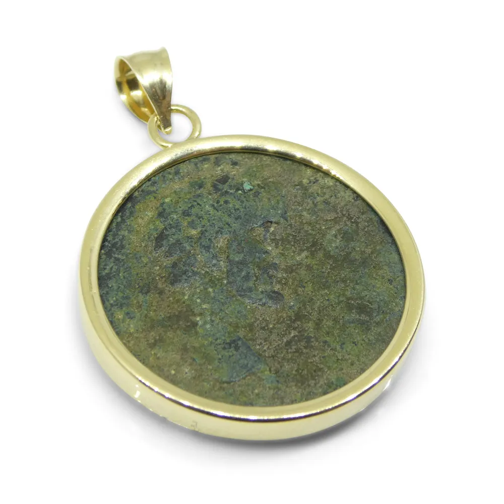 Authentic Ancient Marcus Aurelius Coin Pendant in 14K Yellow Gold