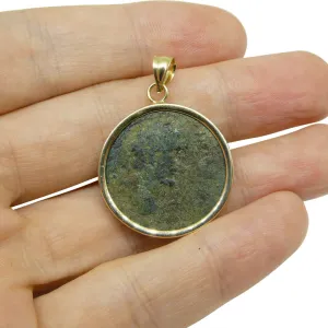 Authentic Ancient Marcus Aurelius Coin Pendant in 14K Yellow Gold