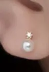 Baby Children's Earrings:  Sterling Silver CZ and Immitation Pearl Earrings with Gift Box