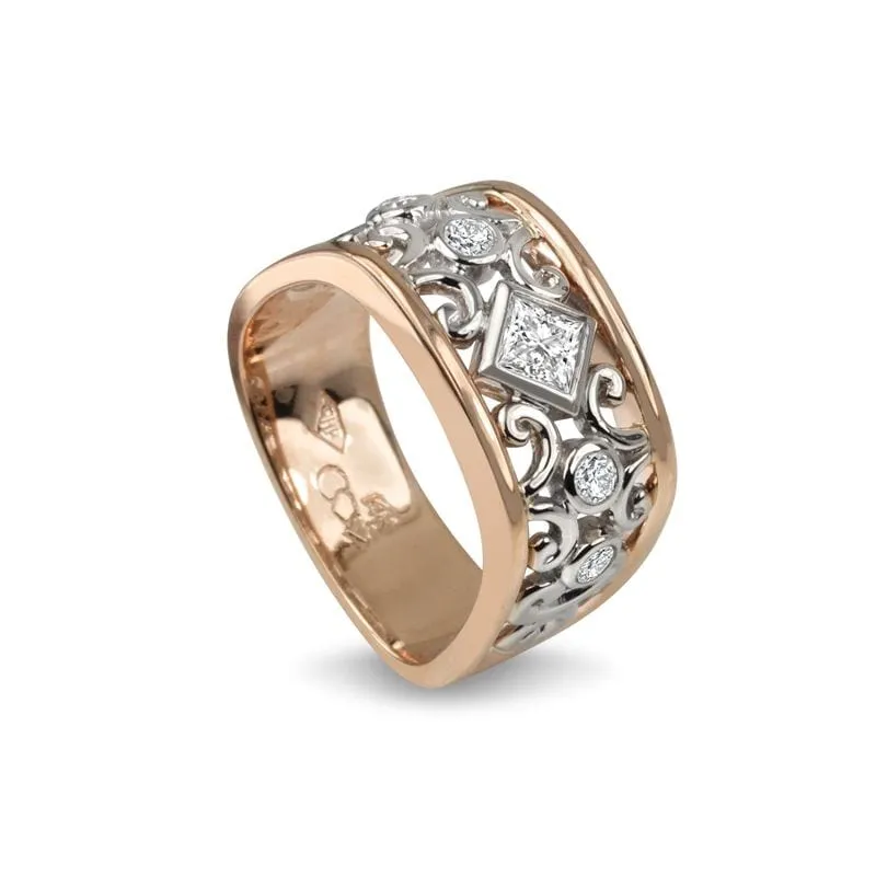 Backes and Strauss Rose Gold and Diamond Mille Ring