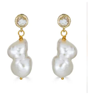 Baroque Pearl Crystal Post Earring