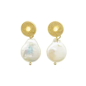 Baroque Pearl Disk Earrings