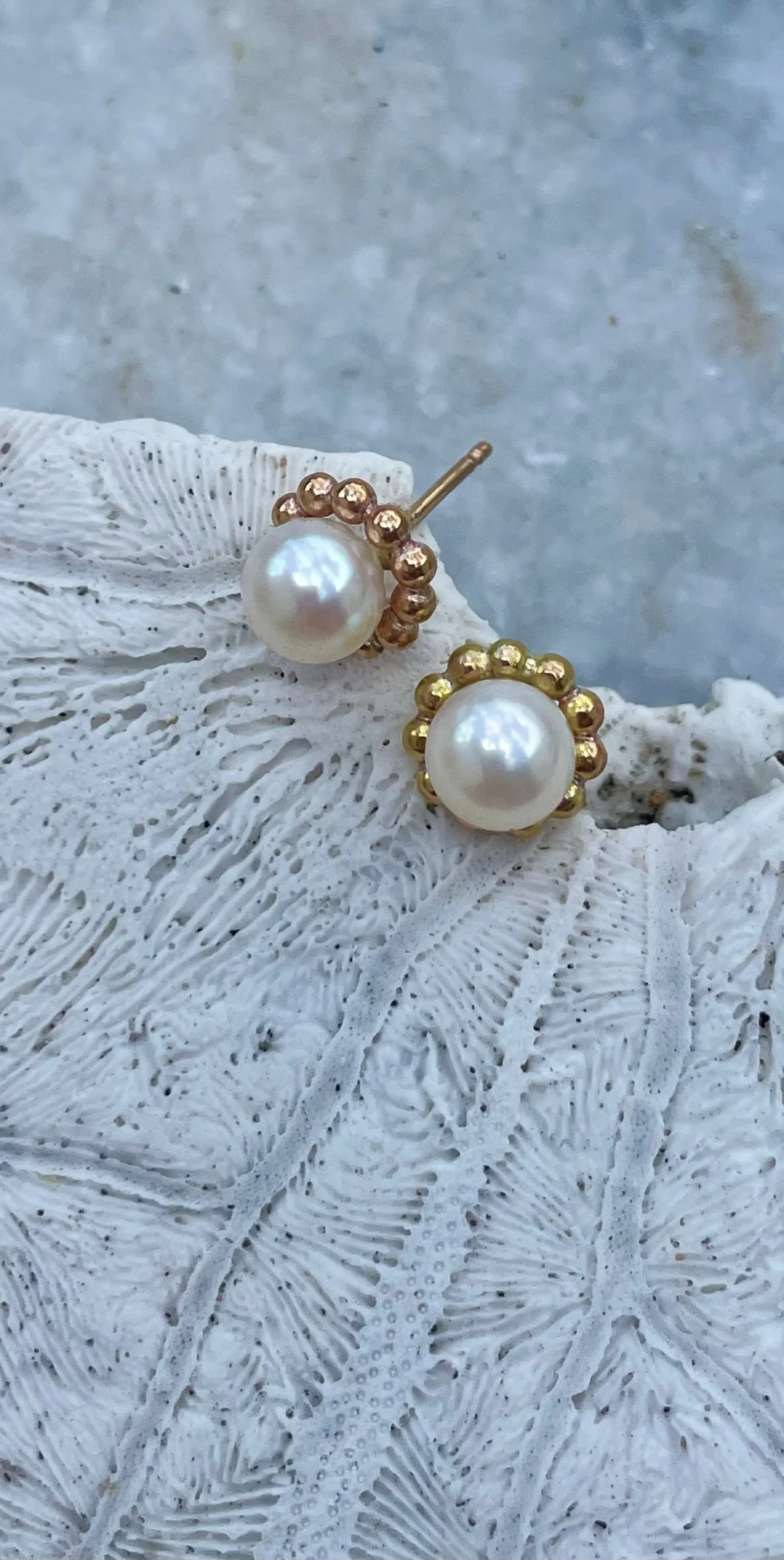 Bead Flower Pearl Earrings