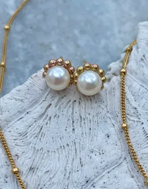 Bead Flower Pearl Earrings