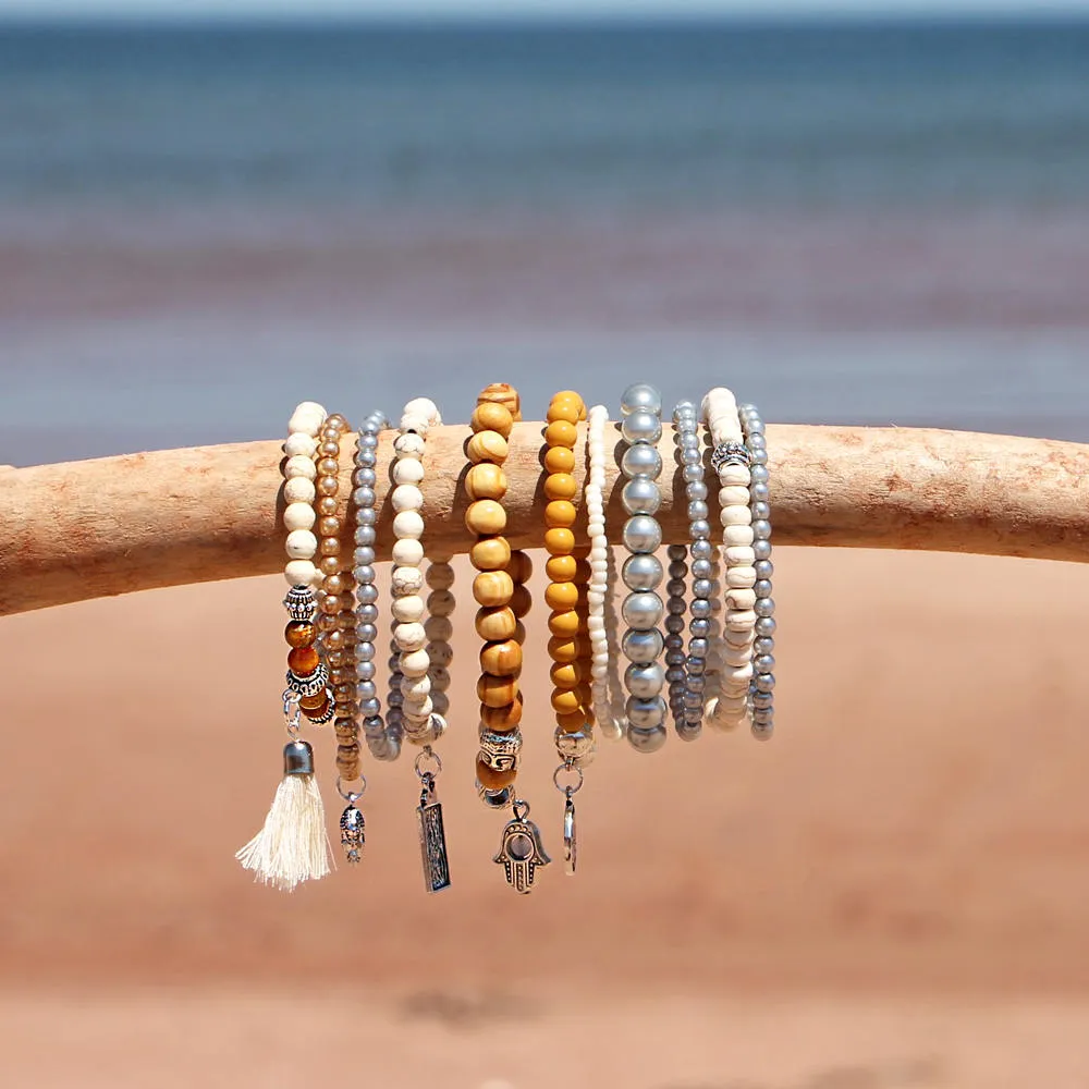 Beaded Bracelets Set of 11 Stretch Bracelets Bohemian Buddha Themed