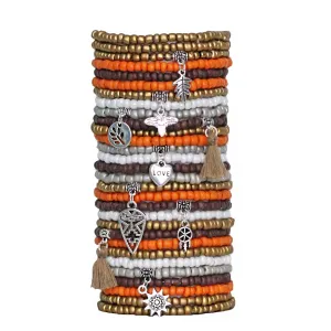 Beaded Bracelets Set of 30 Seed Bead Stretch Bracelets Bohemian Southwestern Themed
