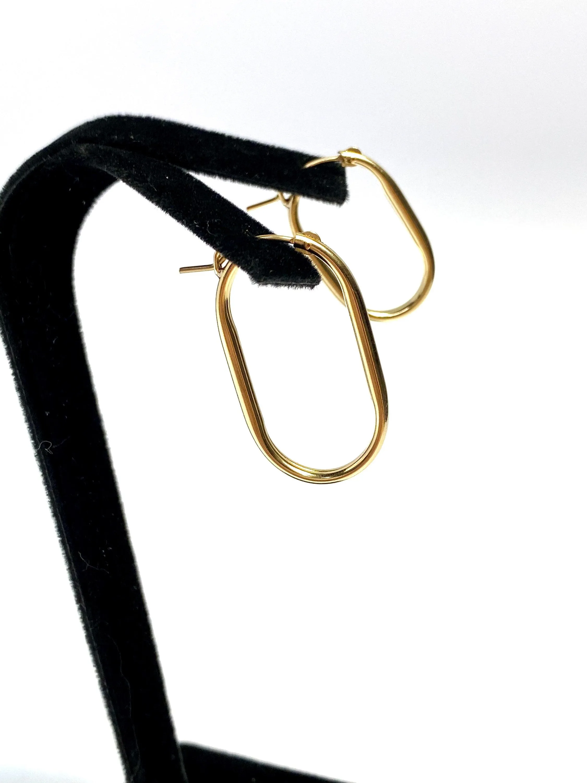 Beautiful Smooth Oval Drop Hoop (14KGF) Earrings, 14K Gold Filled, Hawaii jewelry