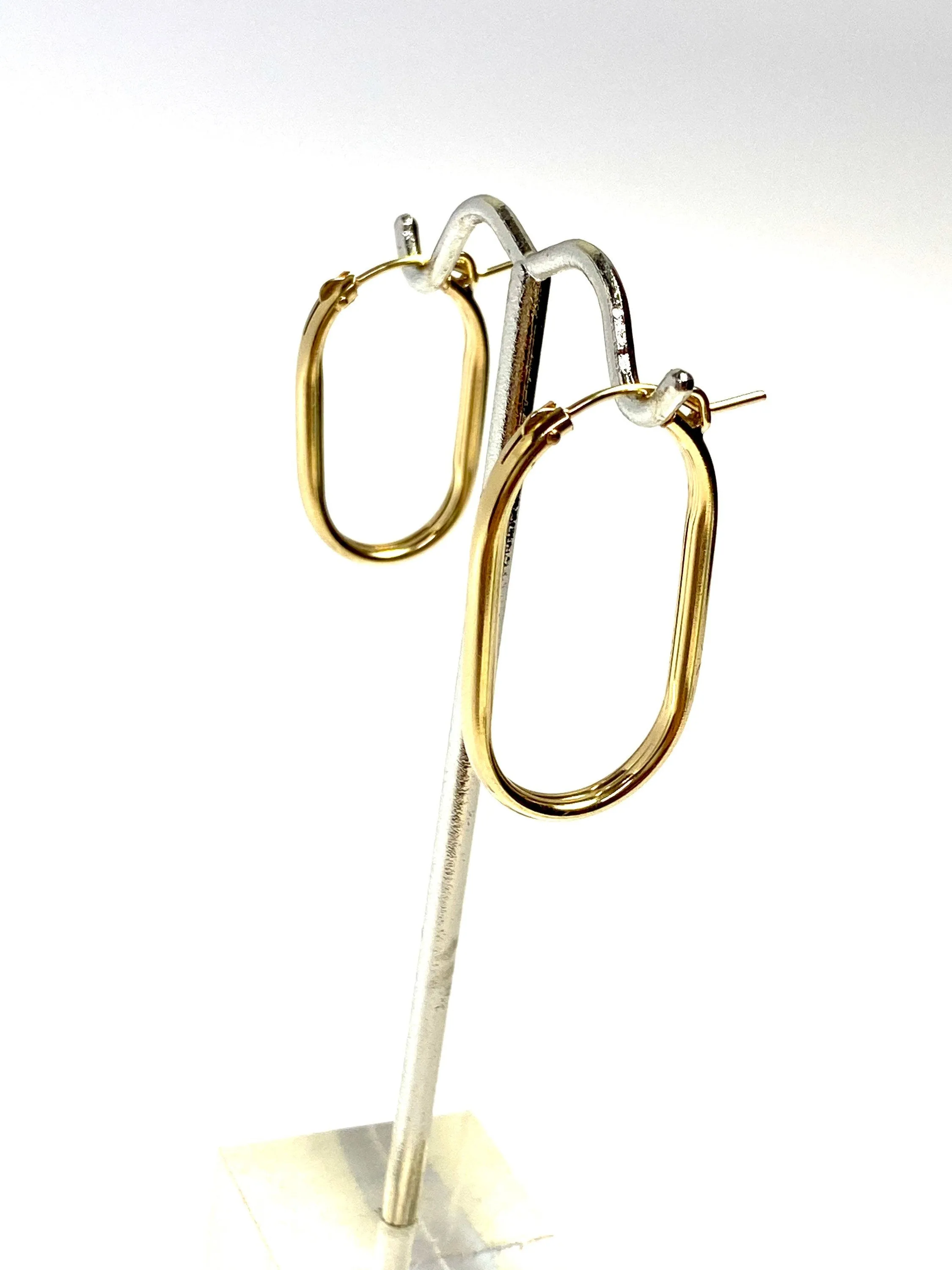 Beautiful Smooth Oval Drop Hoop (14KGF) Earrings, 14K Gold Filled, Hawaii jewelry