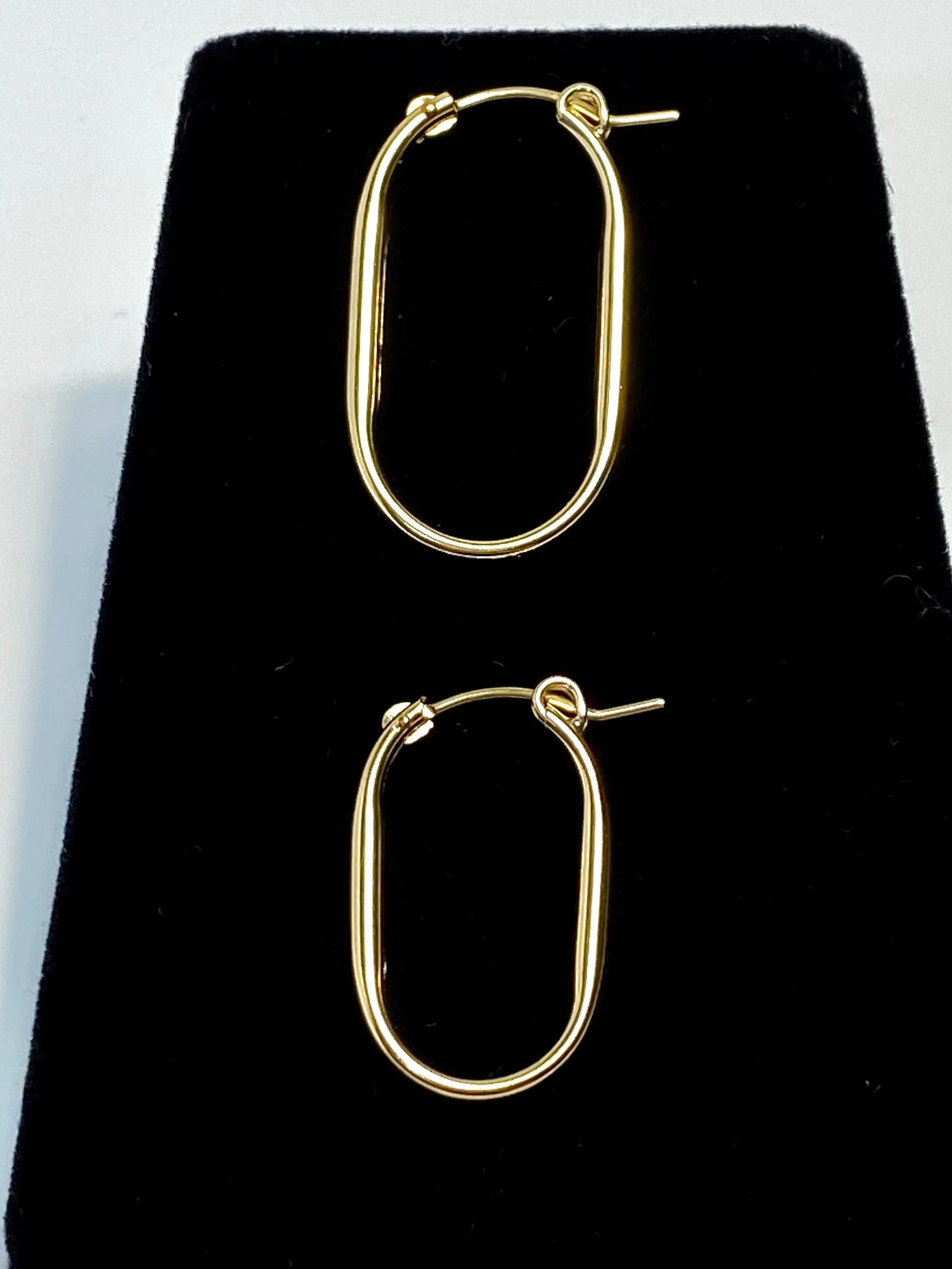 Beautiful Smooth Oval Drop Hoop (14KGF) Earrings, 14K Gold Filled, Hawaii jewelry