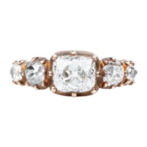 Bell & Bird Cutaway Old Mine Cut Diamond Five Stone Ring