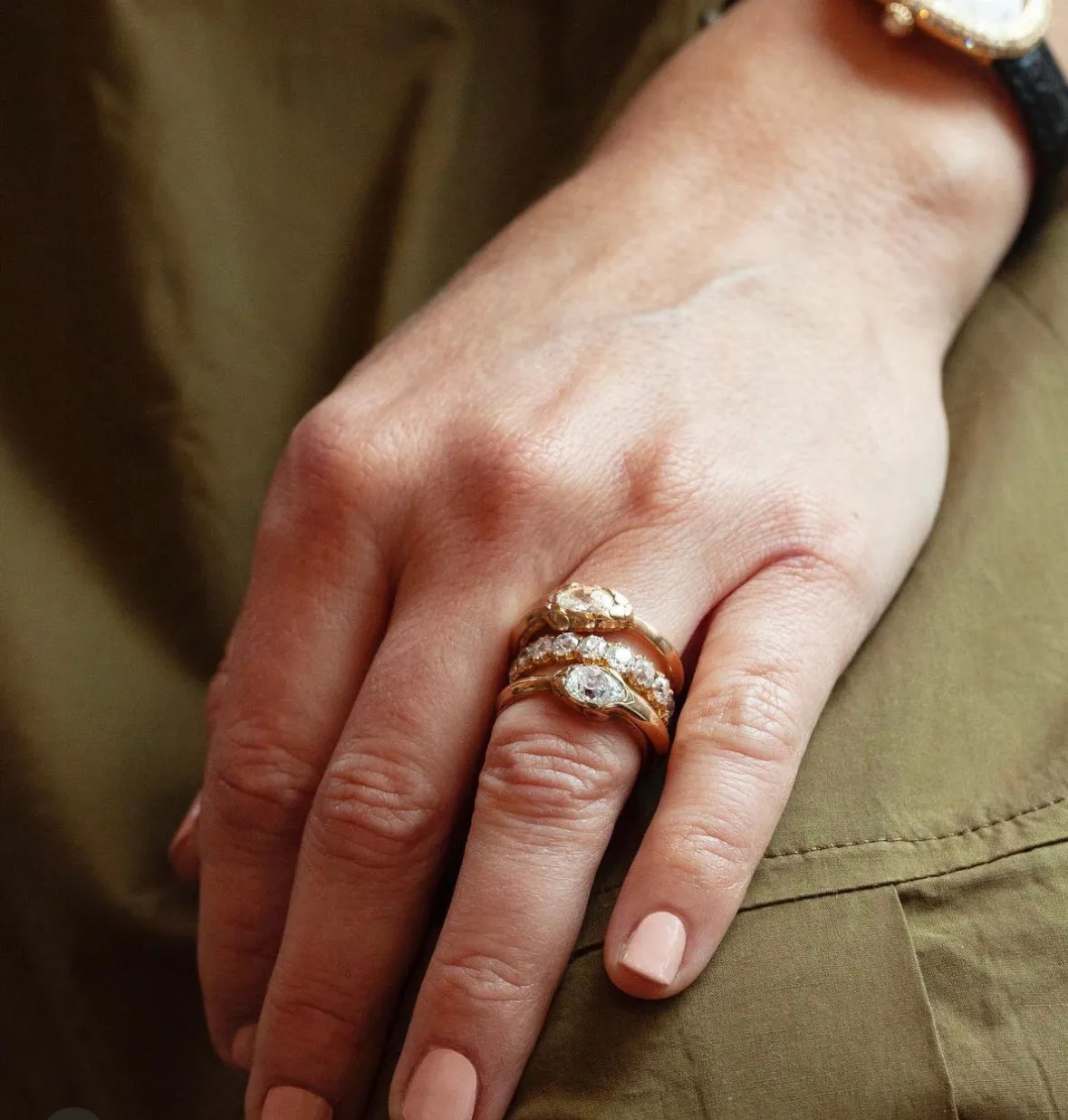 Bell & Bird Diamond Ouroboros Snake Ring