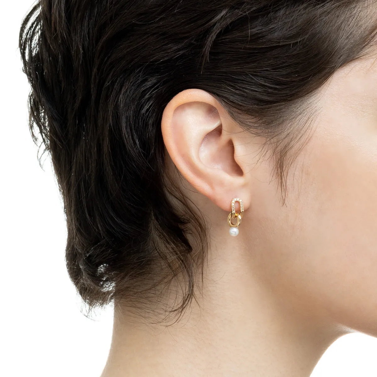 BELUGA Oblong Diamond Pearl Earring
