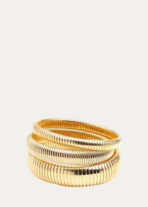 BEN-AMUN Cobra Elastic Bracelets, Set of 3, Gold