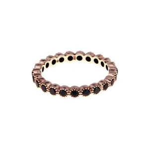 Bezel Black Diamond Band, Rose Gold