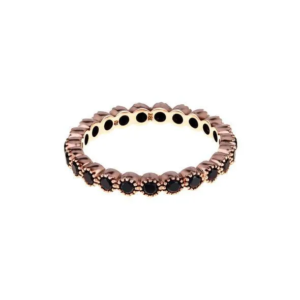 Bezel Black Diamond Band, Rose Gold