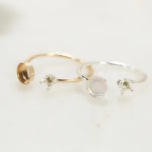 Bezel Cup Ring Setting - Open Prong, Round, 1.5mm Band, Choose Your Cup, Choose Your Metal