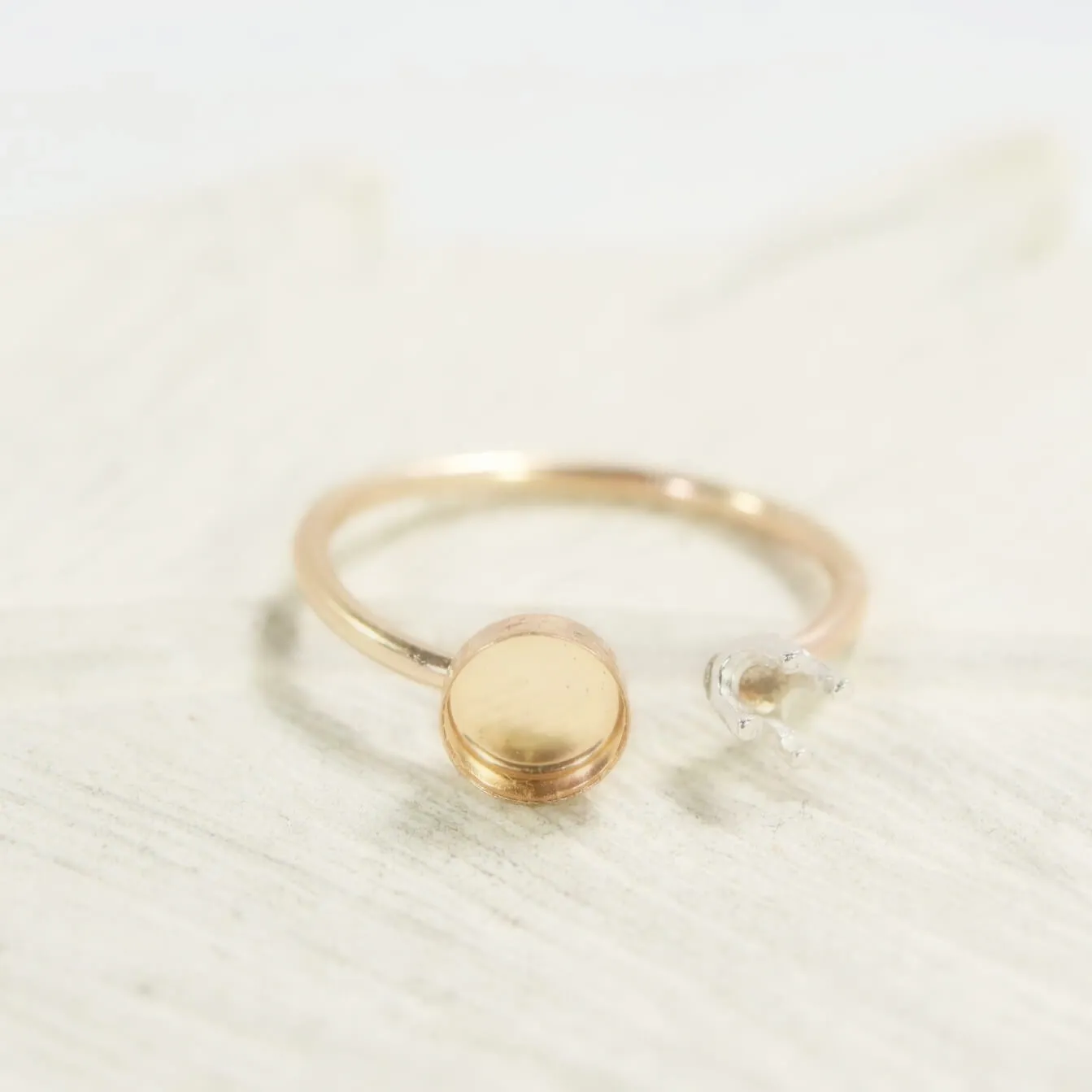 Bezel Cup Ring Setting - Open Prong, Round, 1.5mm Band, Choose Your Cup, Choose Your Metal
