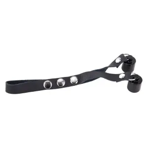 Black Bondage Leather Ball Stretcher with Weights 2 x 50g