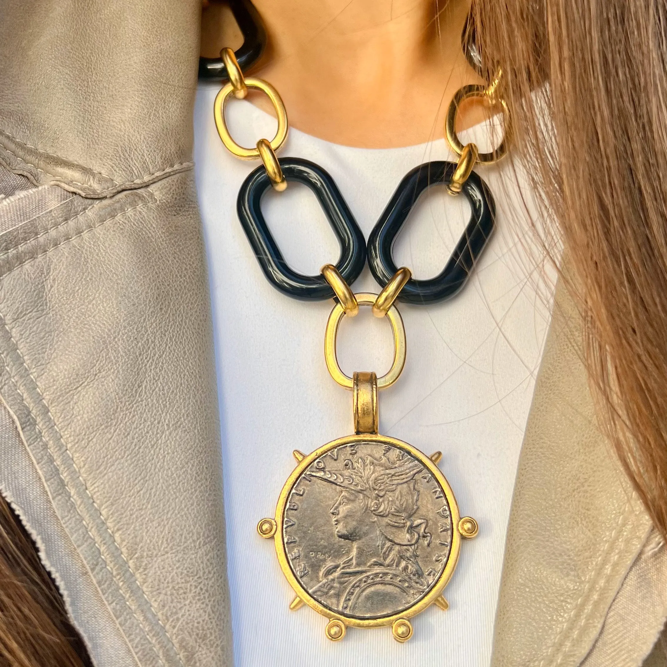 Black Coin Necklace