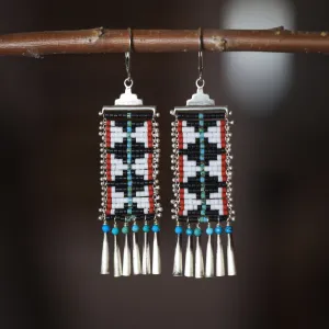 Black Diamante Earrings with Turquoise