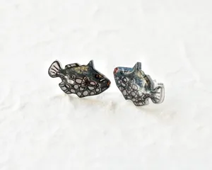 Black Fish Stud Earrings